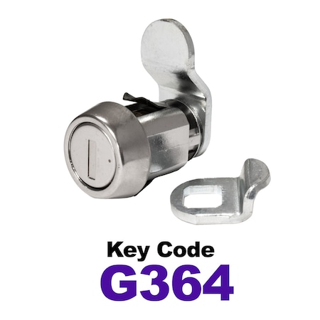 Global RV SS Compartment Lock, Cam/Blade Style, 7/8in Press in, Offset Blade, fit 5/8in Use, Keyed, G364 CLB-364-78SI-SS